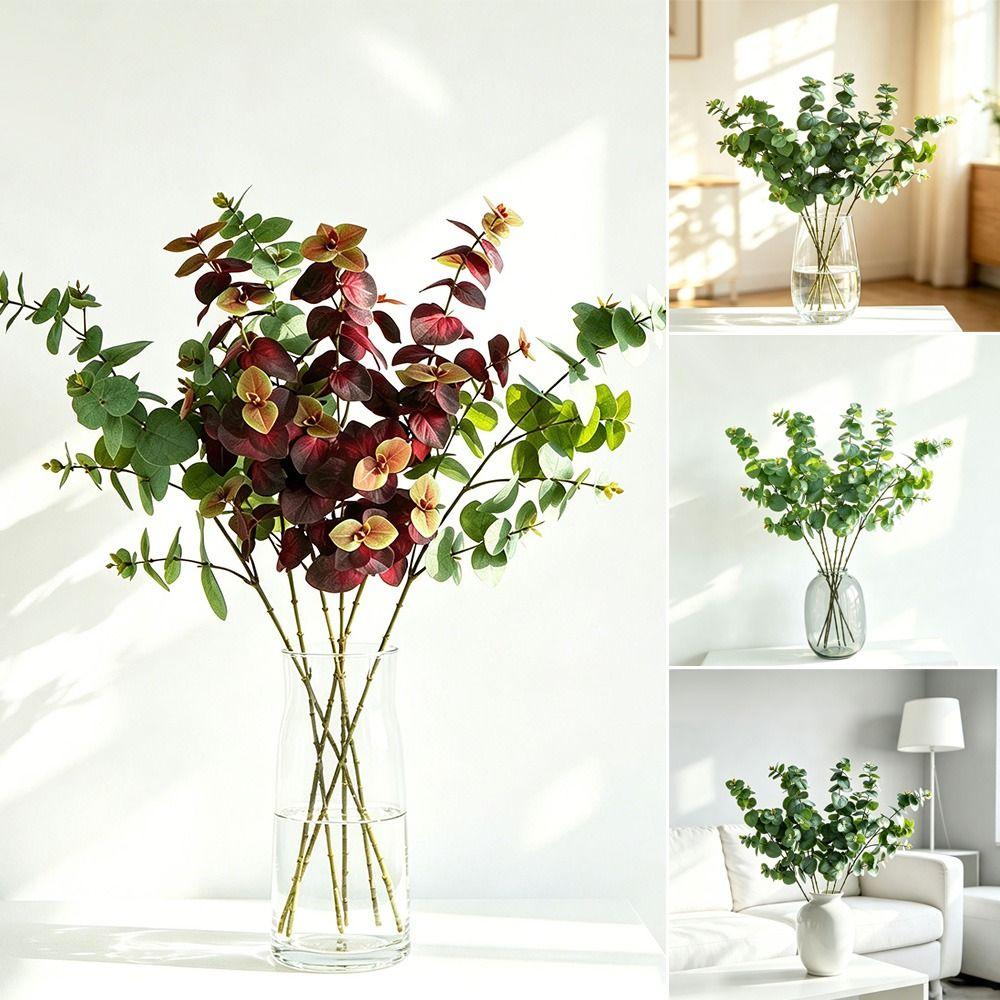 1Pcs Silk Fake Leaf Branch 75cm Silk Green Leaves Artificial Eucalyptus Leaf for Wall Decoration