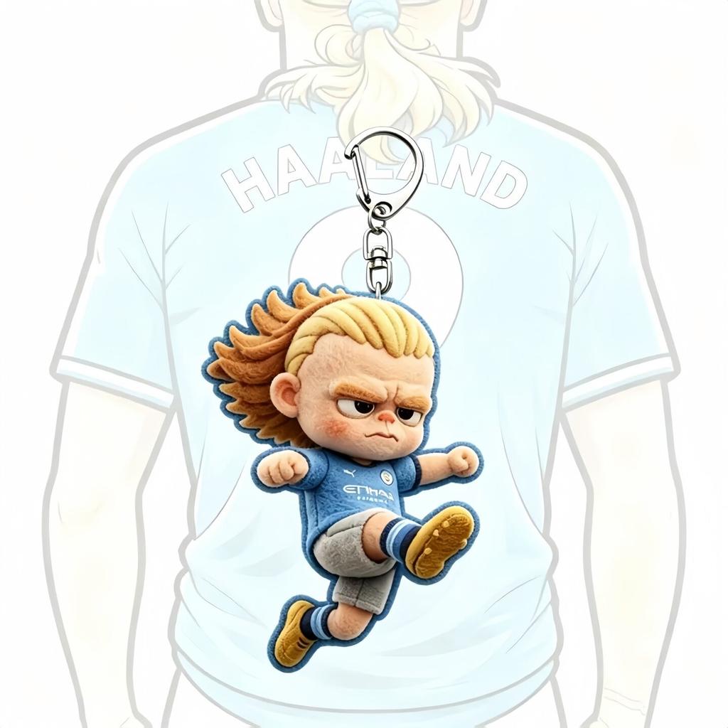 Erling Haaland World Cup Norway Football Handbag Keychain Q Edition Cute Cartoon Backpack Decoration Wallet Pendant