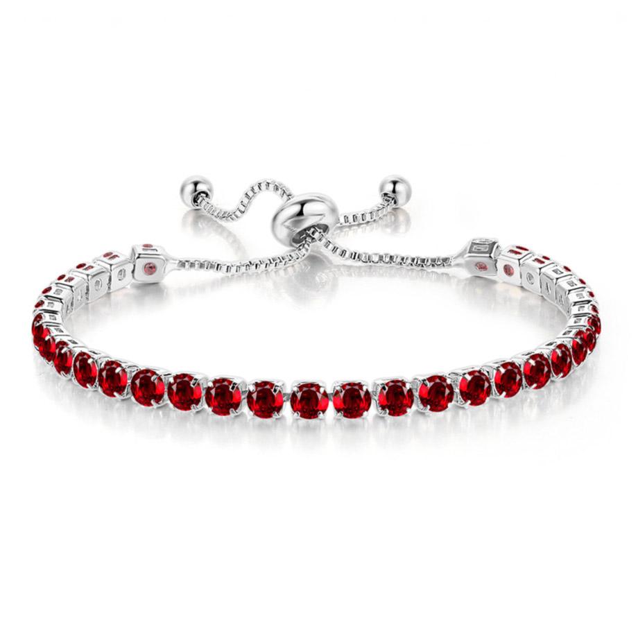 Adjustable 4MM Round Rainbow Zircon Tennis Bracelets for Women Men Fashion Silver Color Crystal Chain on Hand Trend Jewelry H133