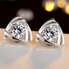 100% 925 Sterling Silver Crystal Triangle Stud Earrings for Women Korean Kids Prevent Allergy Pendientes Pendientes