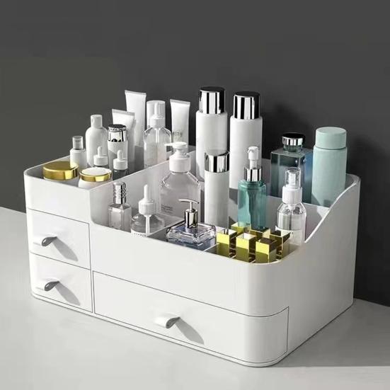 Countertop Storage Box Makeup Organizer with Drawers Large Capacity Smooth Edge Burr-Free Storage Container Cabinet Shelf Organizer