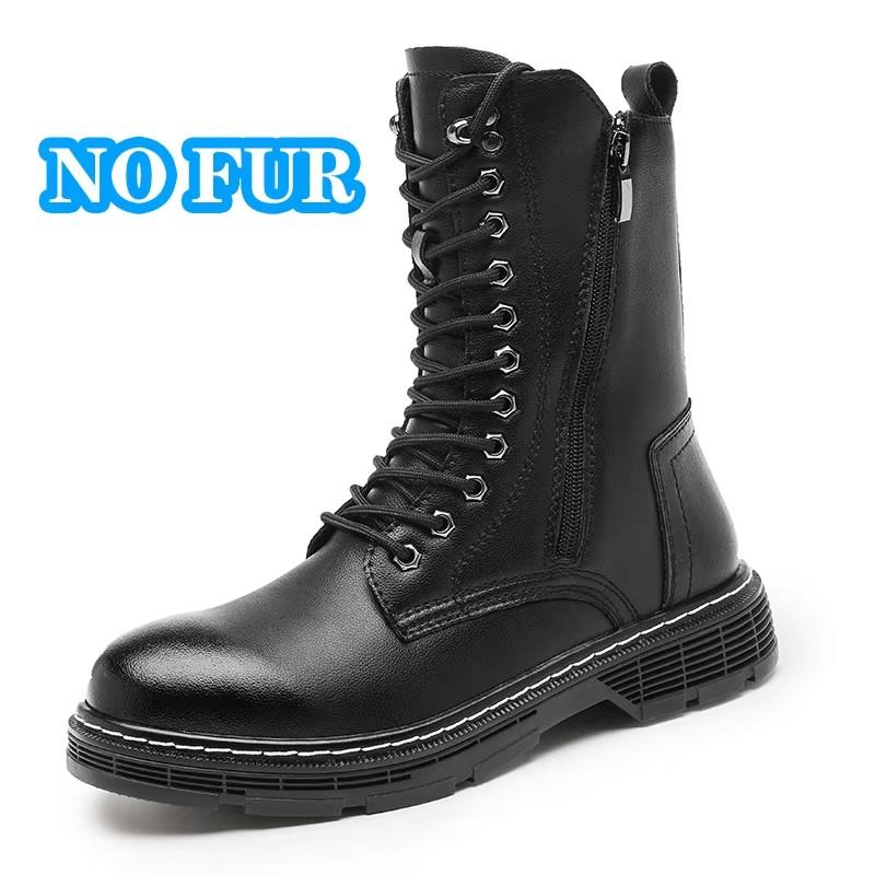2025 новые теплые плюшевые зимние ботинки из натуральной кожи мужская обувь металлическая молния мужские мотоботы шнуровка повседневные ботильоны