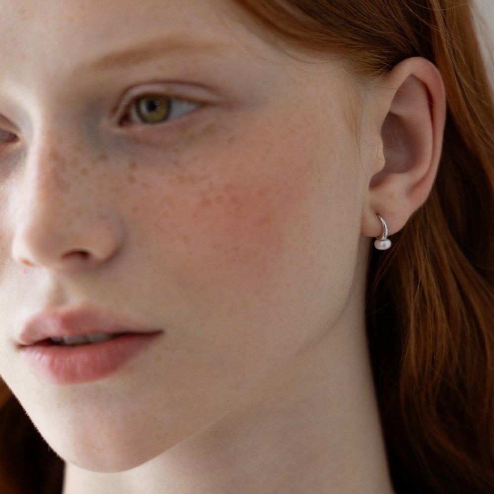 (Серебро 925 пробы) Французские серьги-крючки с пресноводным жемчугом Ec3239