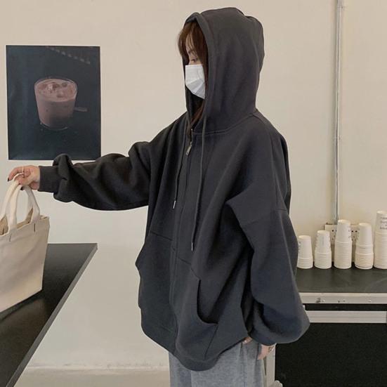 Women's Oversized Hoodies Full Zip Up Long Sleeve Sweatshirt with Pockets Casual Drawstring Jackets Fall Outwear