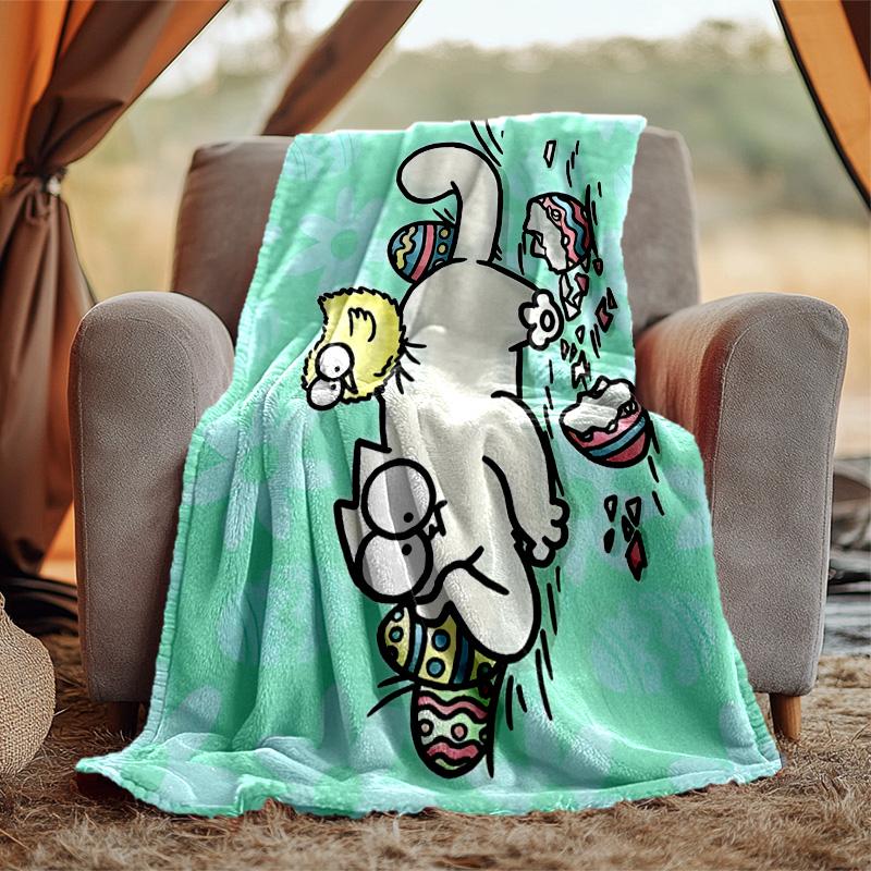 Simon'S Cat Flannel Blanket Soft Warm All-Season Throw, Design for Camping, Car Travel, Hiking Sofa, Bed, Office Perfect Gift for Parties