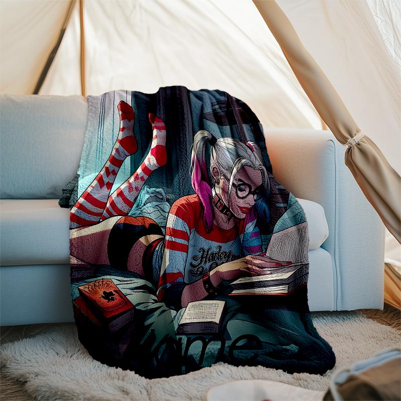 Personalized Custom Name Blanket - Harley Quinn and the Joker Print Design,Blanket for Sofa,Bed,Travel,Camping - Soft and Warm, Great Gift