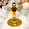 Metal Jesus Cross Idol Golden Double Sided Decorated Showpiece for Car Dashboard/Home Decor/Living Room