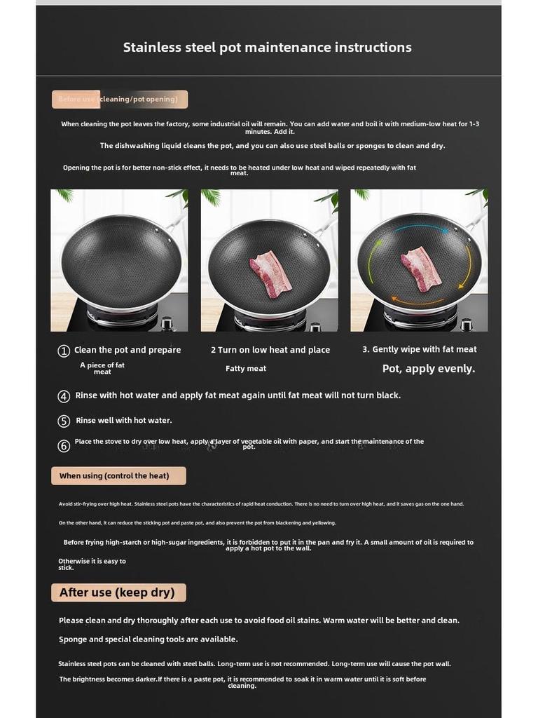 Бытовая углубленная антипригарная сковорода из нержавеющей стали 316 с сотовым покрытием, совместимая со всеми плитами