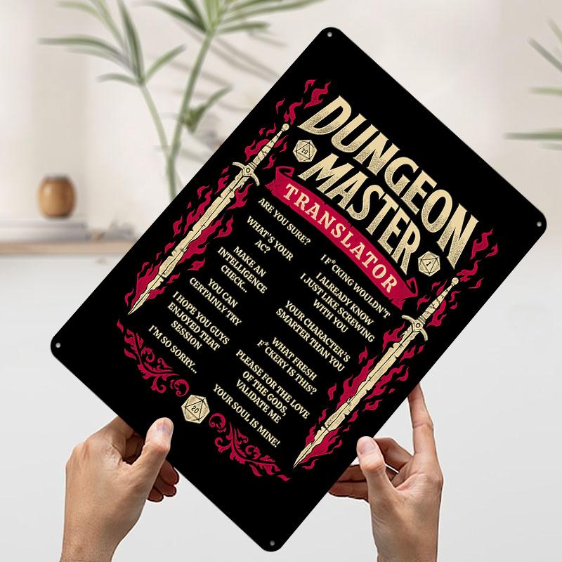 Dungeon Master Translator Poster Customized Wall Art Vintage Metal Signs Retro Tin Plaque for Man Cave Gaming Room Decoration