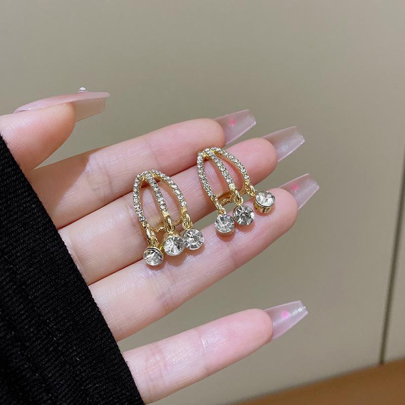 Серебряная игла геометрические флэш-алмазные серьги с бахромой женские нишевый дизайн высококачественные пусеты простые универсальные серьги