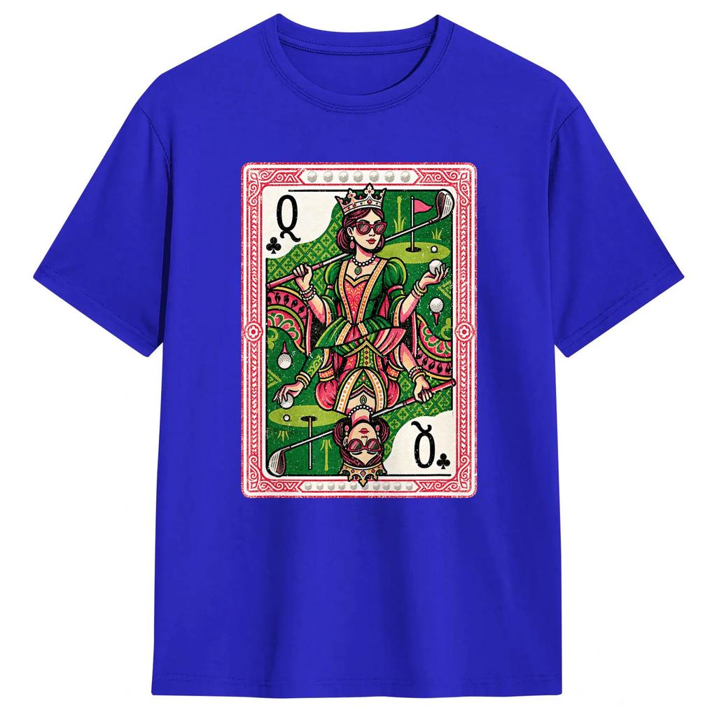 Streetwear T Shirt Beach Queen of a Clubs Golf Lover Playing Card Retro Golfer Sport Trendy Cool T Shirts Pure Cotton Tee Shirt