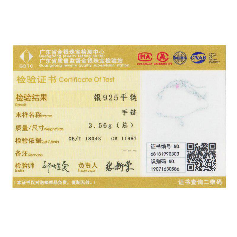 BAMOER Romantic New 925 Sterling Silver Sweet Heart Pink CZ Double Layers Bracelets