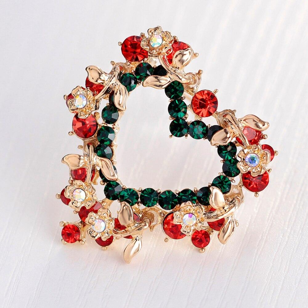 Blucome Beauty Christmas Wreath Brooch for Women Men Scarf Suit Hijiab Pins New Year Gift