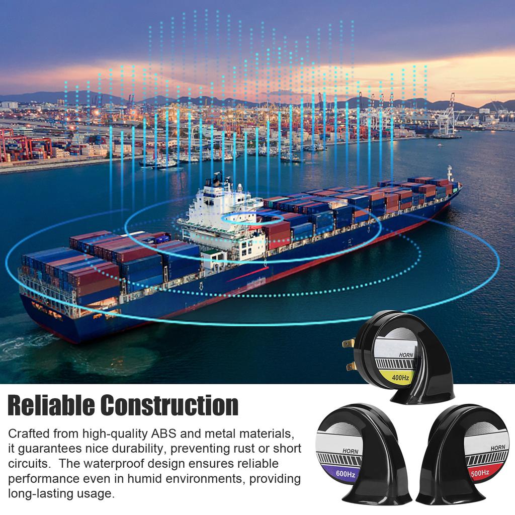 3 Piece Loud Car Horn Set High Mid Low Pitch Electric Snail Horn Waterproof with 8 Sounds Horn Controller for 12 24V