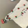 Cute 3D Cherry Pearl Beads Beaded Phone Chain For iPhone Samsung Camera Hanging Rope -Lost Lanyard Hanging Jewelry