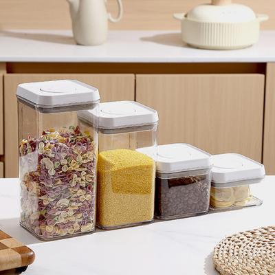 Герметичный контейнер для продуктов с крышкой, открывающейся нажатием, штабелируемый органайзер для кухонной кладовой, открывание одной кнопкой, контейнер для муки, сахара, для хлопьев, риса, муки, макарон, снеков