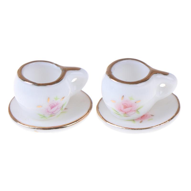 8 шт. 1/12 кукольный миниатюрный столовый сервиз фарфоровый чайный сервиз тарелки чашки