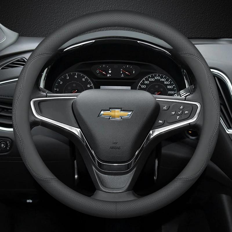 AABHO1 Leather Car Steering Wheel Cover for Chevrolet Chevy Malibu Spark tracker Cruze Sonic Camaro Equinox Volt Seeker Accessories