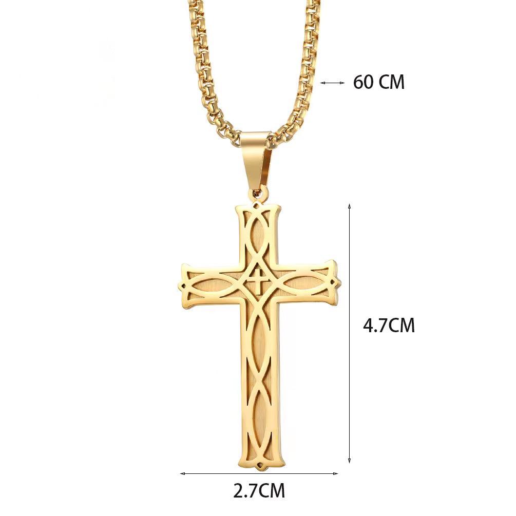 Minimalist Titanium Steel Irish Knot Cross Necklace - Trendy, Versatile, Fade-Resistant Pendant for Men & Couples