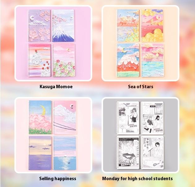 Oil Painting Landscape A5 Coil Student Cute Stationery Thickened Horizontal Line Memo Diary Notebook