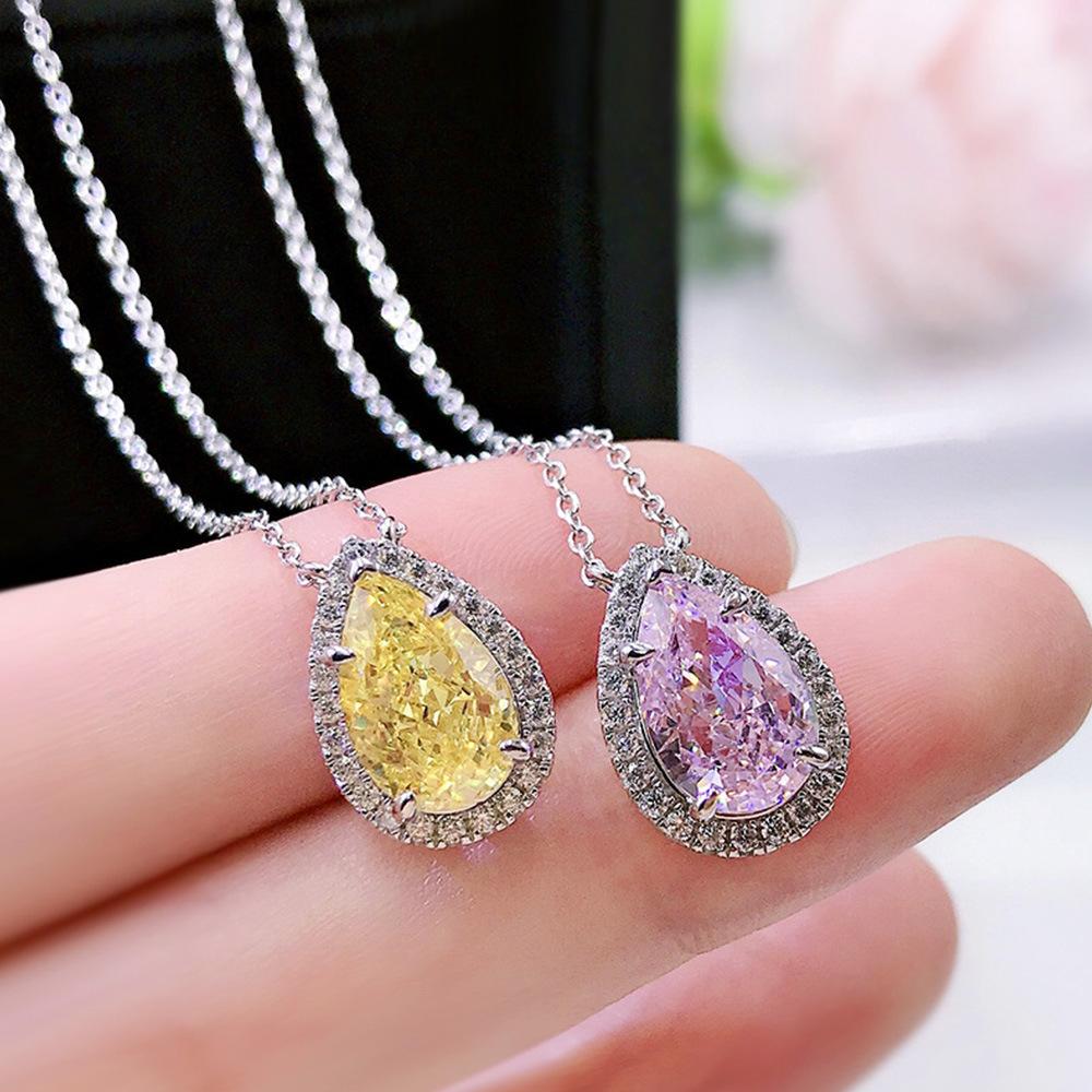 Water Drop Cubic Zirconia Crystal Ladies Necklace Collection Simple and Elegant Women Accessories Gift