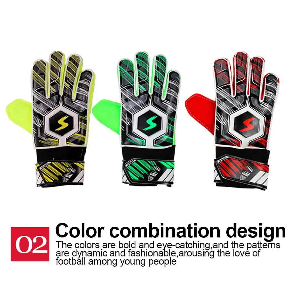 1 Pair Adults Kids Professional Soccer Goalkeeper Gloves Finger Protection Goalkeeper Thickened Latex Football Goalkeeper Gloves