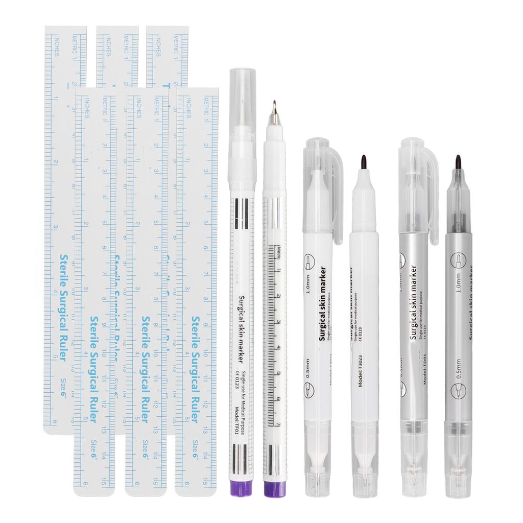 6 наборов маркеров для микроблейдинга, профессиональная подводка для бровей, маркер для татуировок, линейка позиционирования