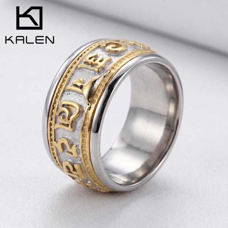 Casual Men's Stainless Steel Rings Sanskrit Rune Inspired Vintage Ring Court Finger Ornaments Fashion Jewelry Party Gifts