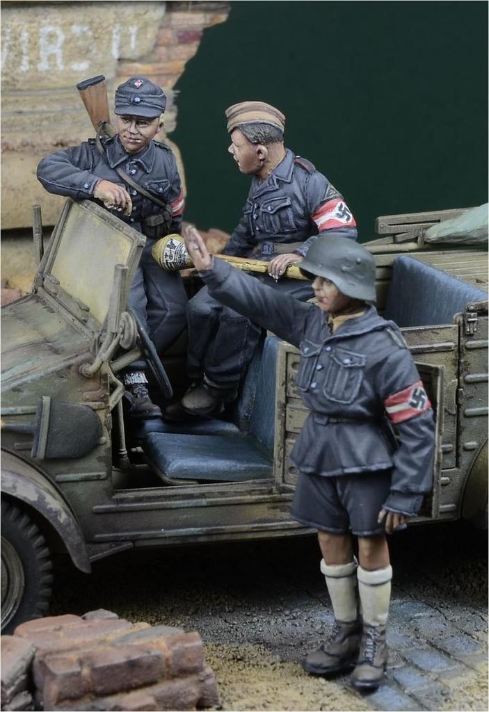 Миниатюрный немецкий солдат HJ верхом на Kubelwagen набор из 3 деталей из смолы DD35237 D-Day 1/35