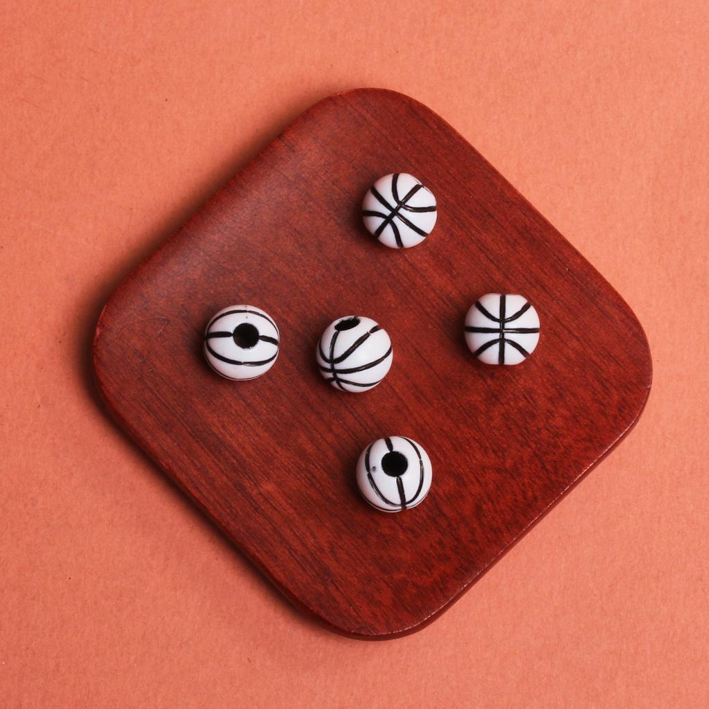 Хорошие подвески, круглые футбольные бусины с отверстием, акриловые, 5 шт., свободные бусины, футбольный мяч, 11 мм, 15,5 мм, баскетбольные браслеты, принадлежности для изготовления ювелирных изделий