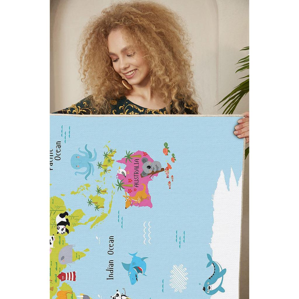 Декоративный современный тонкий коврик для детей из хлопка, устойчивый к пятнам, моющийся, сплетенный машиной