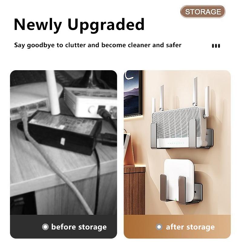 2/4/6Pcs Wall Mount Router Power Strip Holder No Drill Router Placement Rack Optical Modem Set-Top Box Bracket Storage Hook