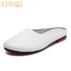 Women Slippers Spring New Genuine Leather Women Shoes Big Size  Flat Casual Summer Half Slippers Women