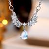 Trendy Silver Color Shiny Zircon Angel Wings Water Drop Pendant Necklaces For Women Wedding Jewelry Gifts