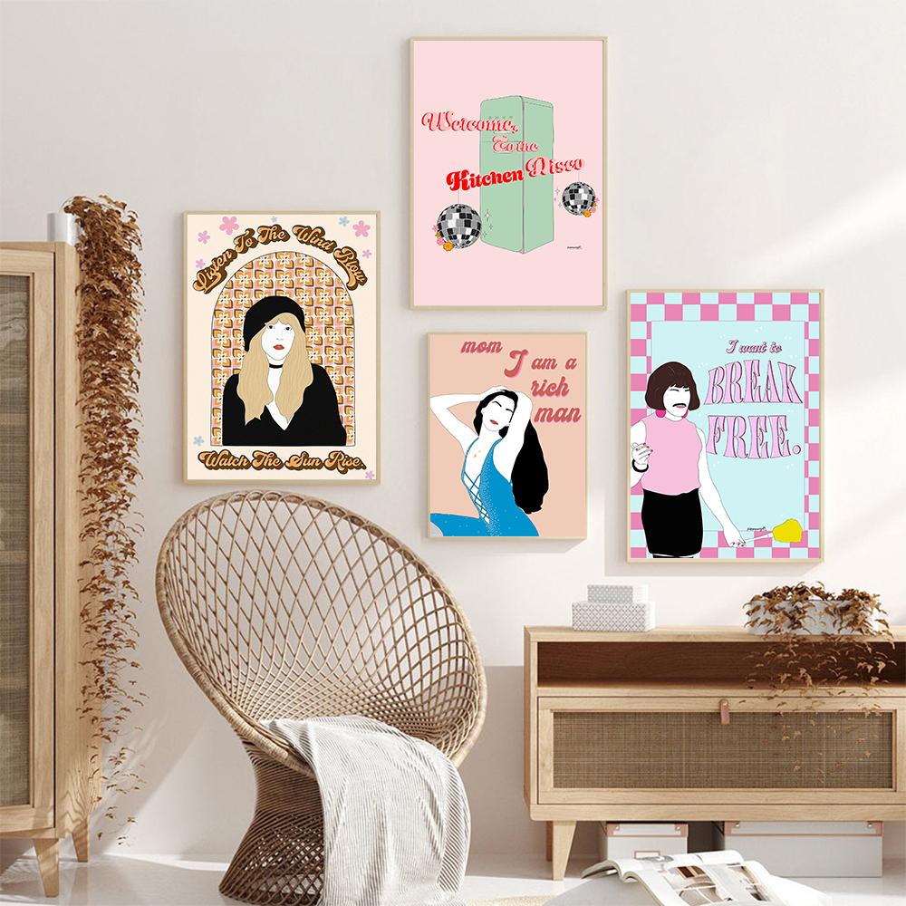 Funky Groovy феминизм принт плакат королева стены книги по искусству мама я богатый человек цитата холст картина кухня дискотека фреска клуб домашний декор