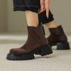 Fashion Luxury Faux Suede Ankle Boots Women 2025 Autumn Winter Chunky Heel Platform Boots Back Zipper Design Chelsea Boots for Women