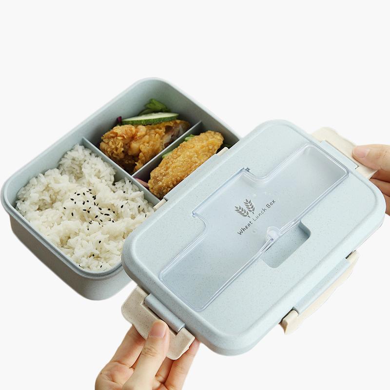 Microwave Lunch Box Wheat Straw Dinnerware Food Storage Container Children Kids School Office Portable Bento Box