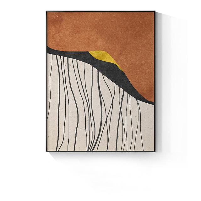 Scandinavian Abstract Color Poster Blocks and Black Lines Canvas Painting Nordic Wall Art Decoration Picture Home Design Decor