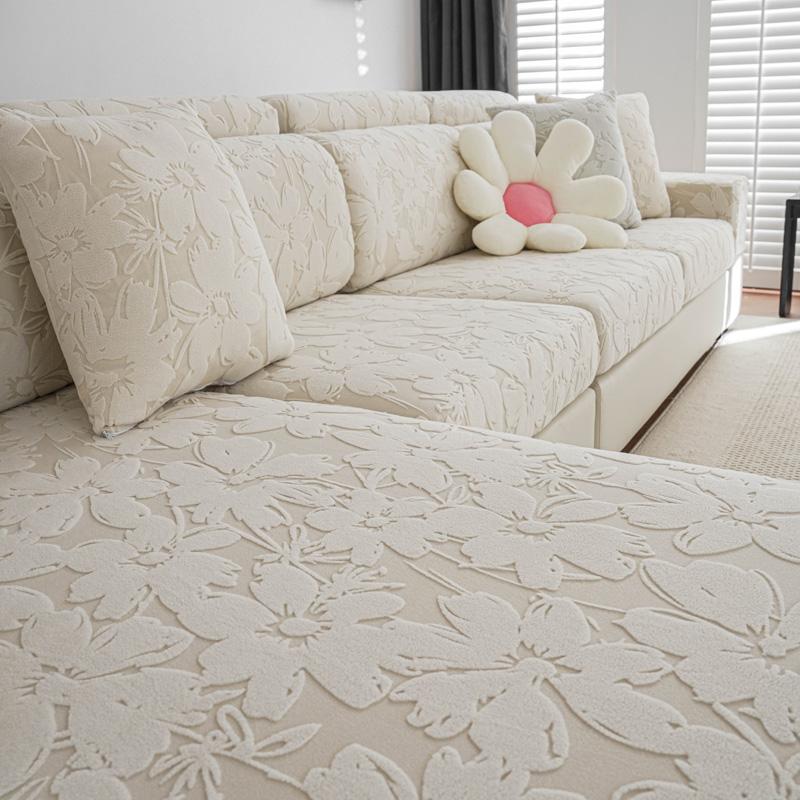 Растительный жаккардовый флисовый эластичный чехол для диванной подушки для гостиной, домашних животных, детей, защитная накидка для мебели, съемная, моющаяся