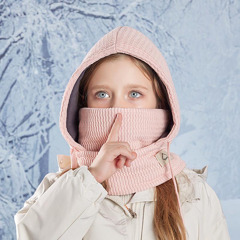 Детская шапка-маска, шарф, интегрированная шапка, зимняя, для мальчиков и девочек, утепленная, для защиты ушей, бархатная шапка-ушанка