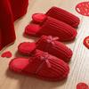 Wedding Slippers Winter Festive Red a Pair of Bride and Groom Wedding Wedding Couple Natal Red Slippers Wedding