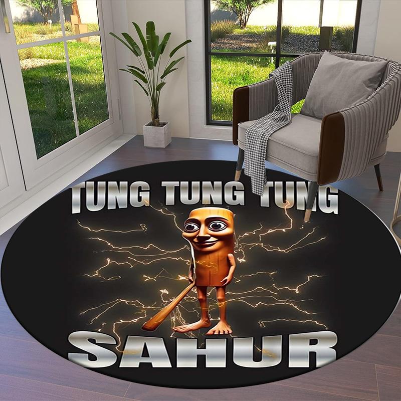 1pc Tung Tung Sahur Round carpet, Made of Polyester,Perfect for Decorating Office Chairs, Living Rooms,Vibrant Decorative Rug