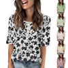 Shirts For Women Trendy Round Neck Button T Shirts Printed Blouse Half Sleeve Tops For Women