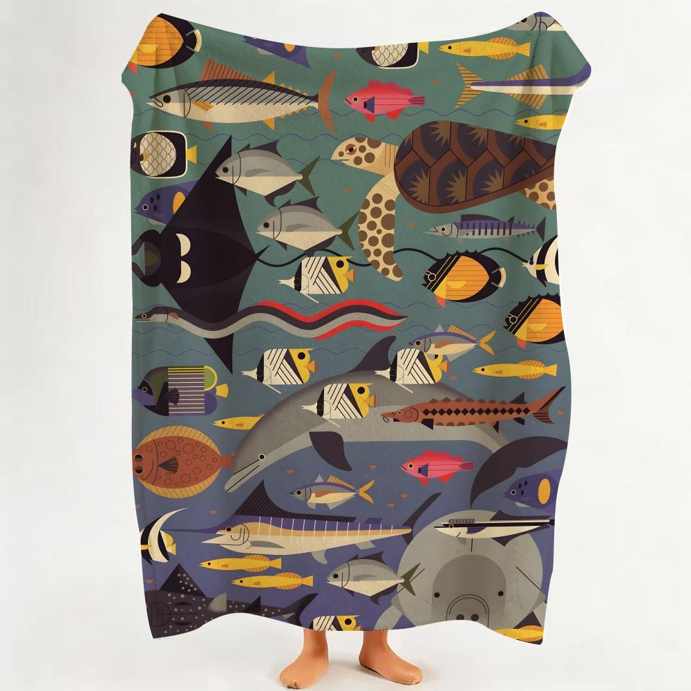 Illustrator O Owen Davey Throw Flannel Throw Blanket Suitable for Sofa Living Room Bedroom
