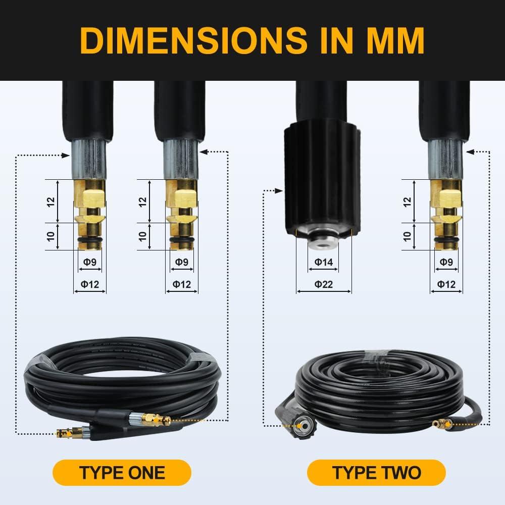 8-metre high-pressure replacement hose high-pressure washer hose 5800 psi hose extension high-pressure washer hose compatible with K2 K3 K4 K5