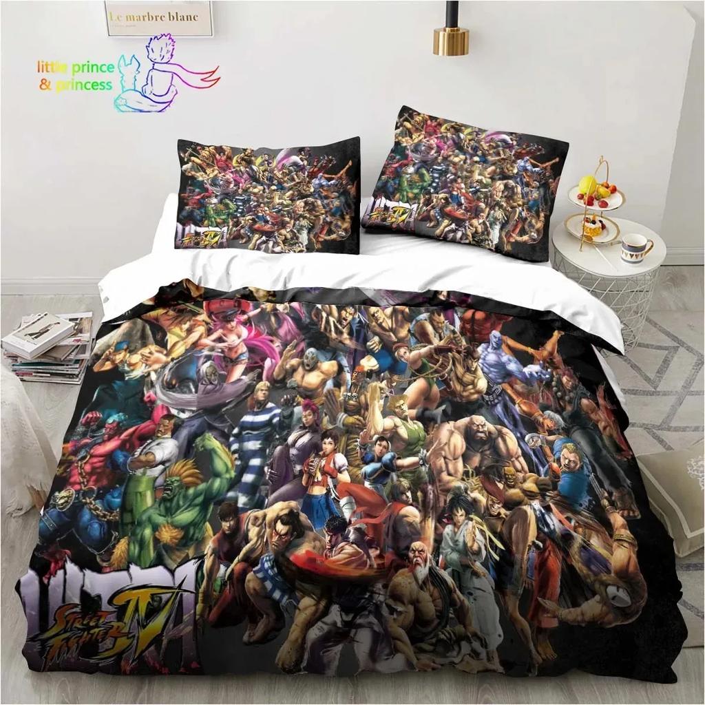 Street Fighter Printed 3D Bedding Set Duvet Cover Pillowcases Single Twin Full Queen King Size Home Decor Pillowcase Boys Gift
