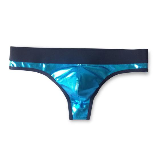 Мужские клубные трусы Эластичность Контрастный цвет Быстросохнущие Глянцевая поверхность Низкая посадка Клубная одежда Искусственная кожа Нижнее белье Мужские трусы-стринги для ночного клуба