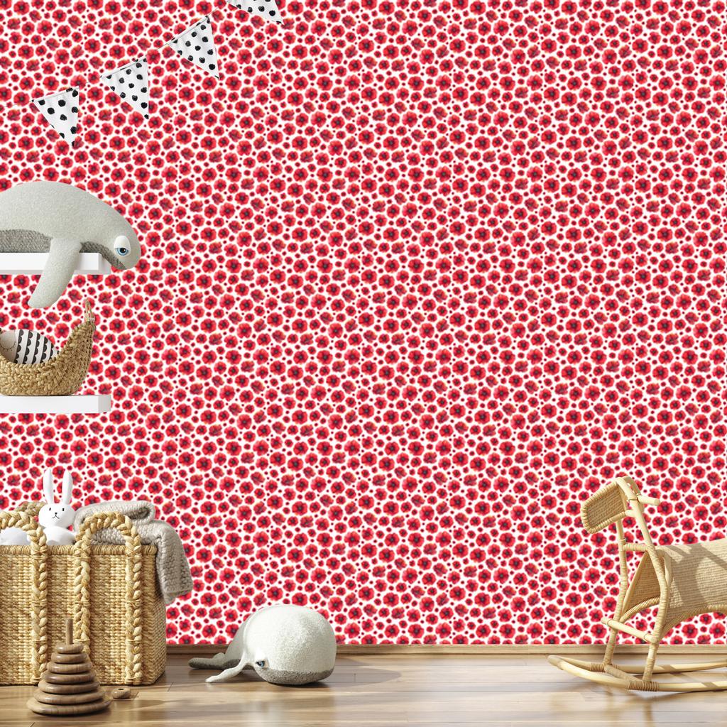 Wallpaper Flowers Coral and Red for Living Room and Bedroom 50x1000