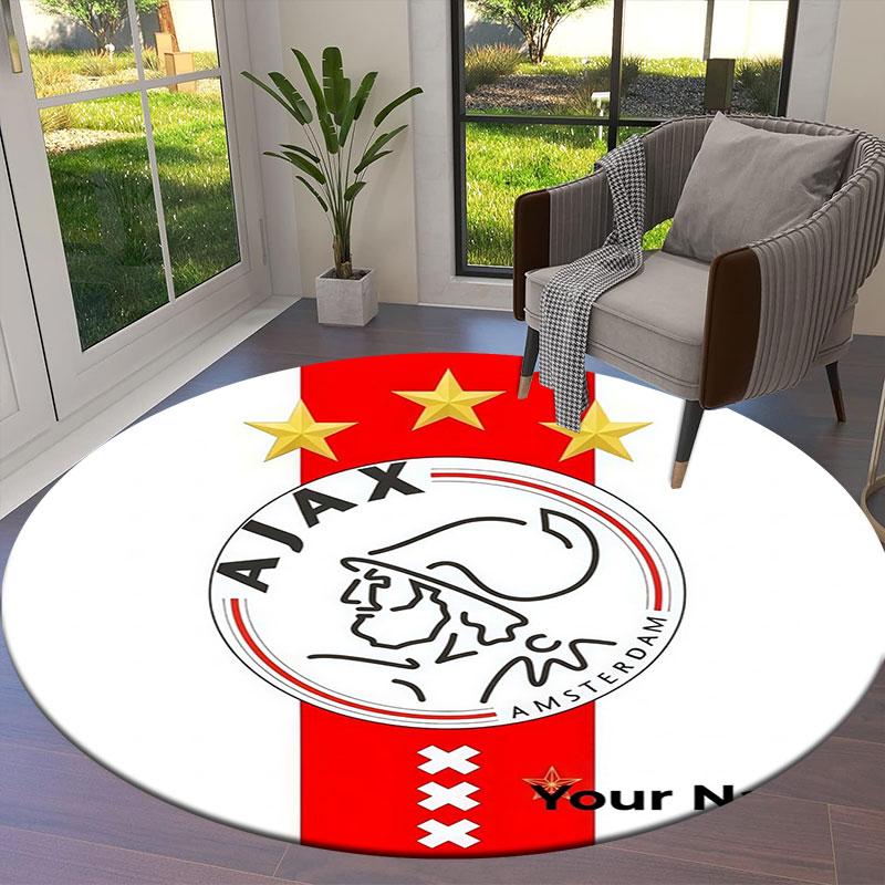 AFC Ajax Custom Name Round Area Rug,Carpet Rug for Living Room Bedroom Sofa Playroom Decor,Non-slip Floor Mat