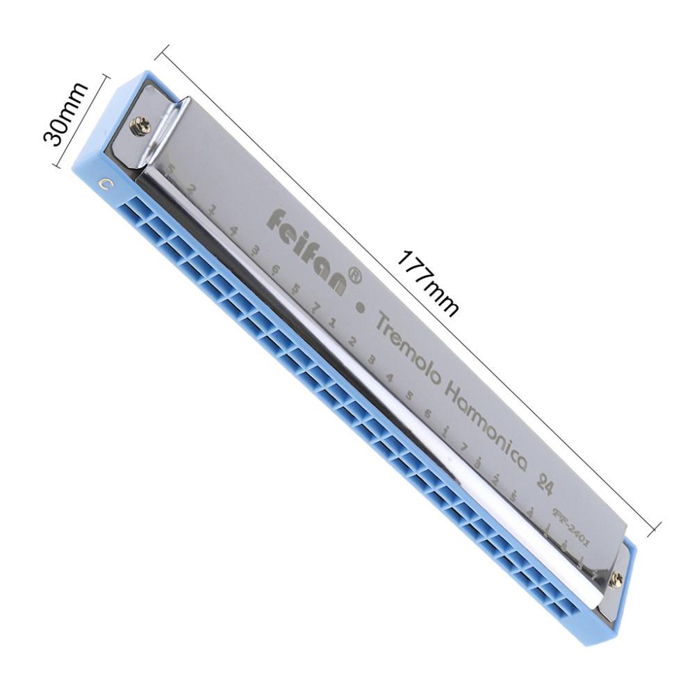 Metal 24 Holes Harmonica Complex Tone Professional Blues Harmonica Wind Instrument for Beginners